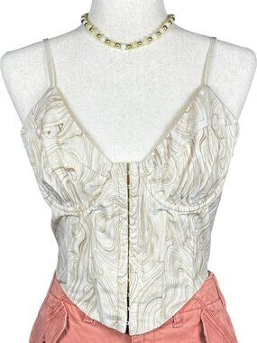 Windsor Marbled cream & tan corset top
